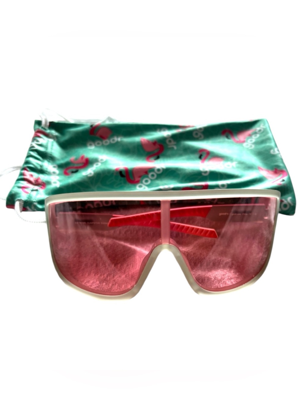 NWOT goodr Pink Polarized Sport Sunglasses and Flamingo Pouch Adult Size - Picture 13 of 13